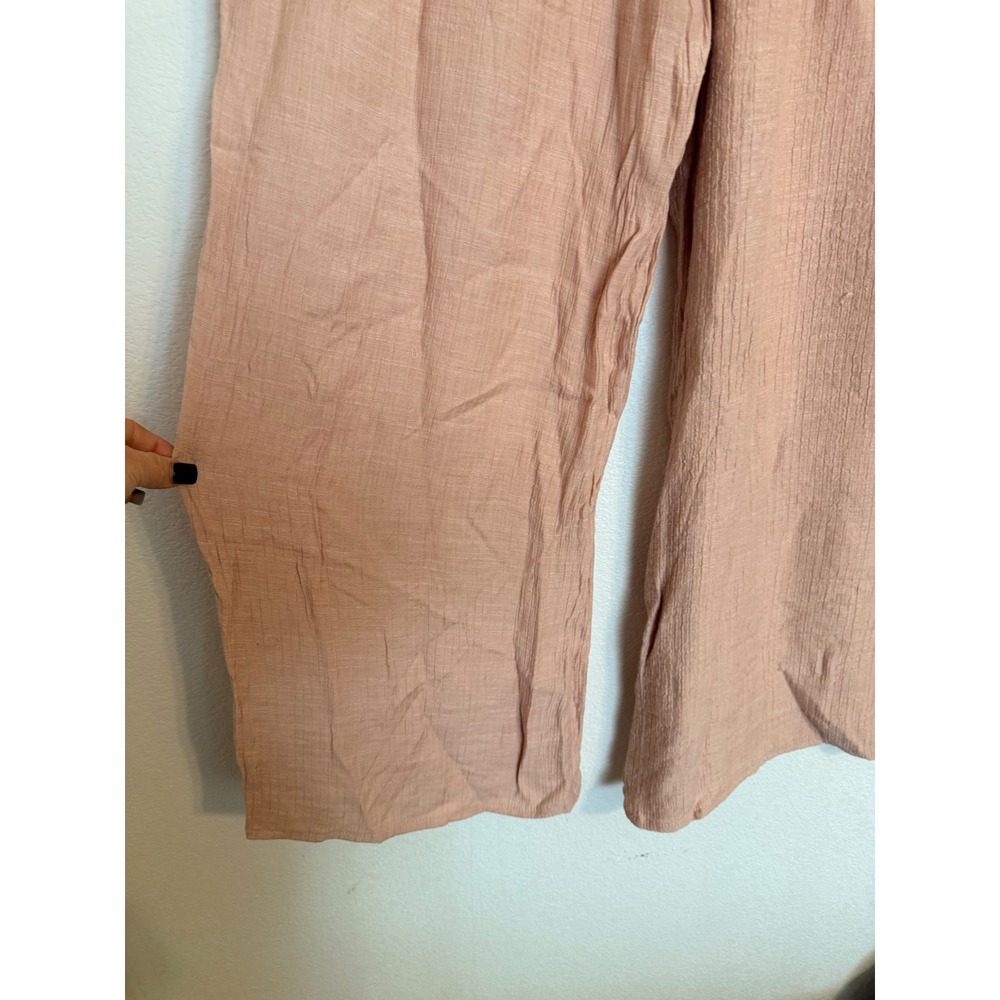 New Womens XXL Peach Crinkle Gauze Wide Leg Lounge Pants Drawstring RN 110545 - Picture 3 of 6